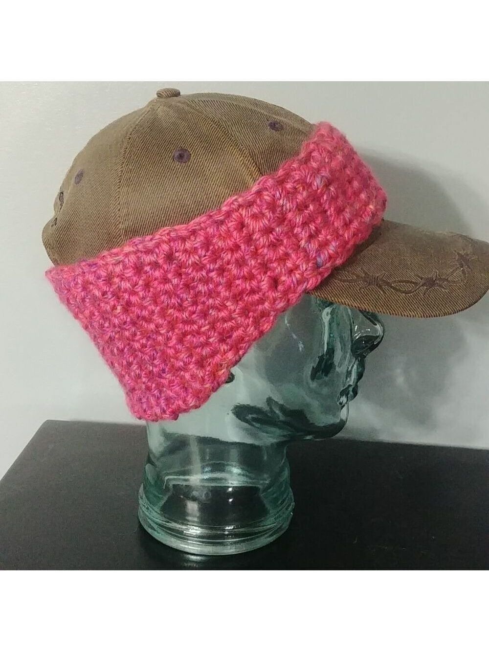 Just in! Handmade Crocheted Contoured Unisex Headband/Earwarmer Pink/Multi